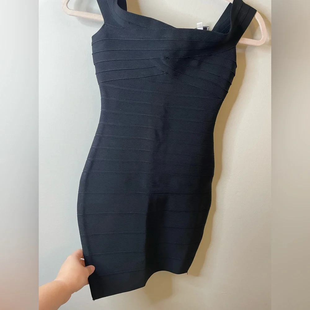 Katie J NYC Couture Black Bandage Stretchy Bodycon Off Shoulder Dress Tween